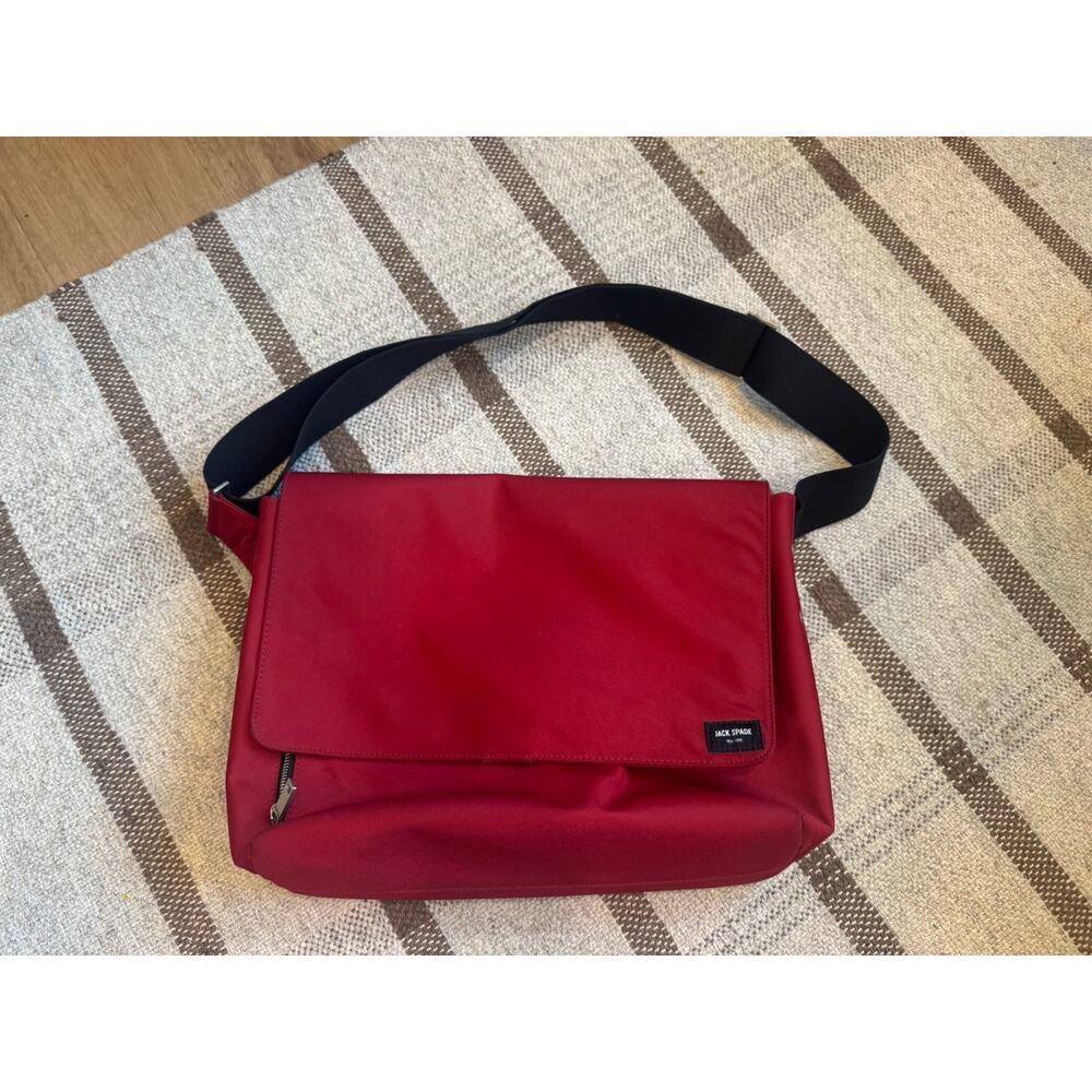 Jack Spade Messenger Bag Canvas Red Laptop Case Briefcase Men’s